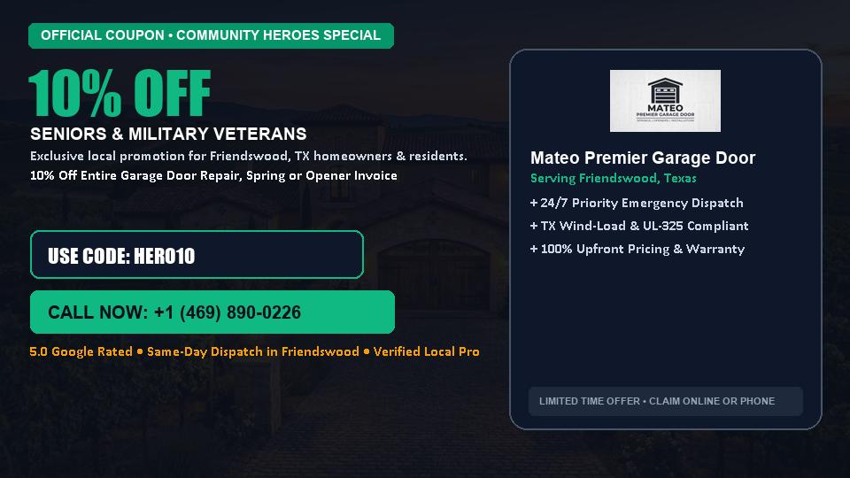 10% OFF Senior, Military & First Responder Discount in Friendswood, TX - Mateo Premier Garage Door